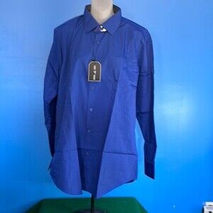Vernon Fashion Royal Blue Long Sleeve Button Down Dress Shirt Size 34/35